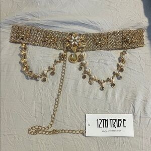 12th Tribe Gold Embellished Chain Belt